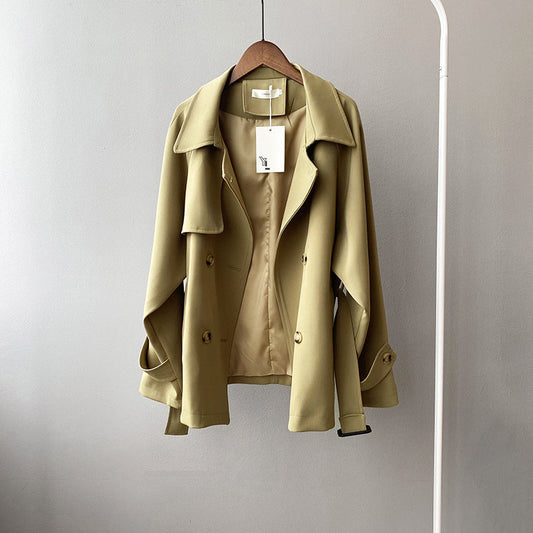 Women's Trench Coat – Relaxed Fit – Belt at Waist – Light Breathable Fabric