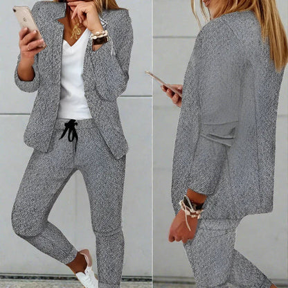 Women's Pants and Blazer – Tailored Fit – Check Pattern – Soft Woven Fabric
