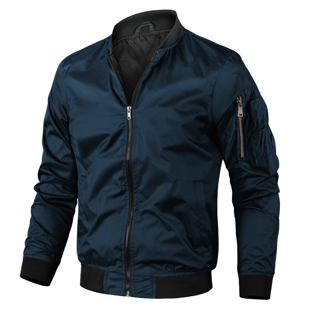 Men's Bomber Jacket – Light Fabric – Regular Fit – Zipper – Ribbed Edge