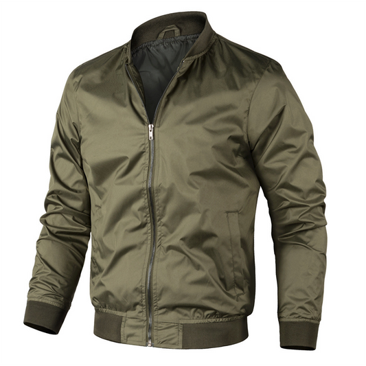 Men's Bomber Jacket – Light Fabric – Regular Fit – Zipper – Ribbed Edge