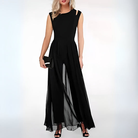 Women's Jumpsuit – Tailored Top – Wide Legs – Sleeveless – Luxurious Fabric