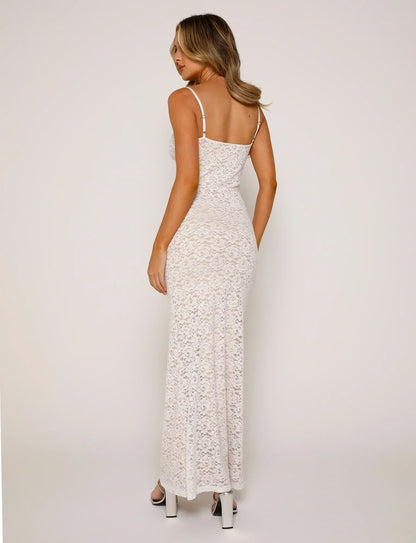 Dress for Women – Slim Fit – Full Length – Spaghetti Straps – Elegant Lace Dress