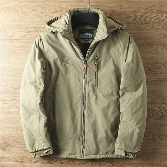 Men's Jacket – Standard Fit – Water-Repellent – Fleece-Lined – Hood – Zipper Pockets