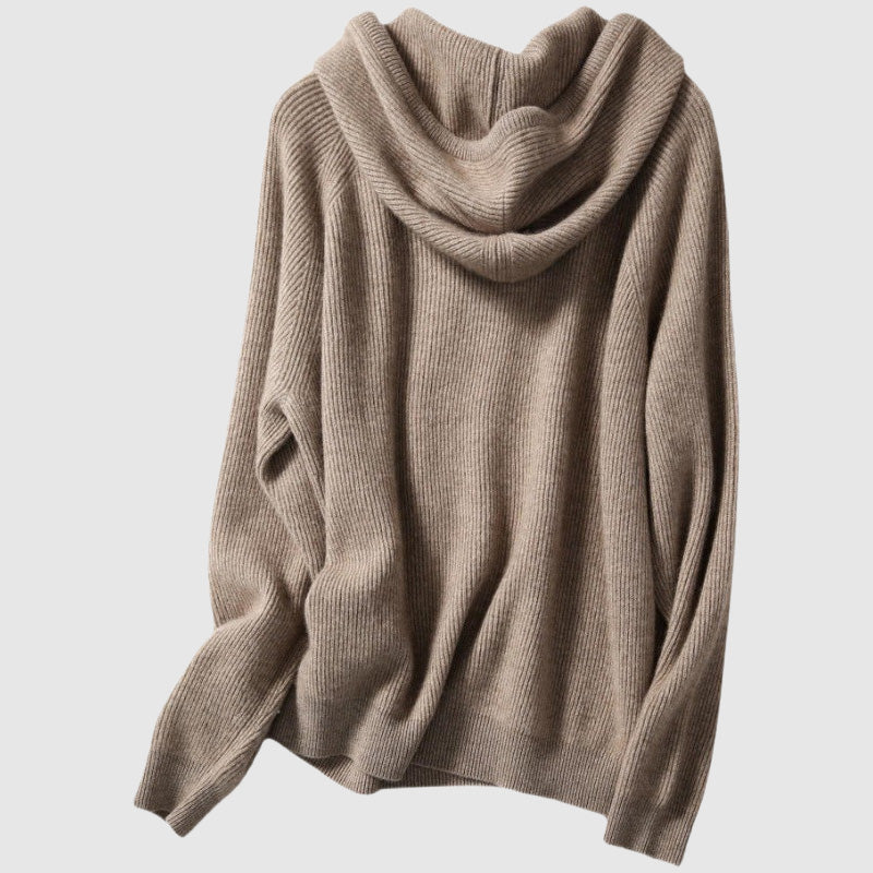 Rosa Relaxed Fit Hooded Sweater | Ribbed Hooded Sweater