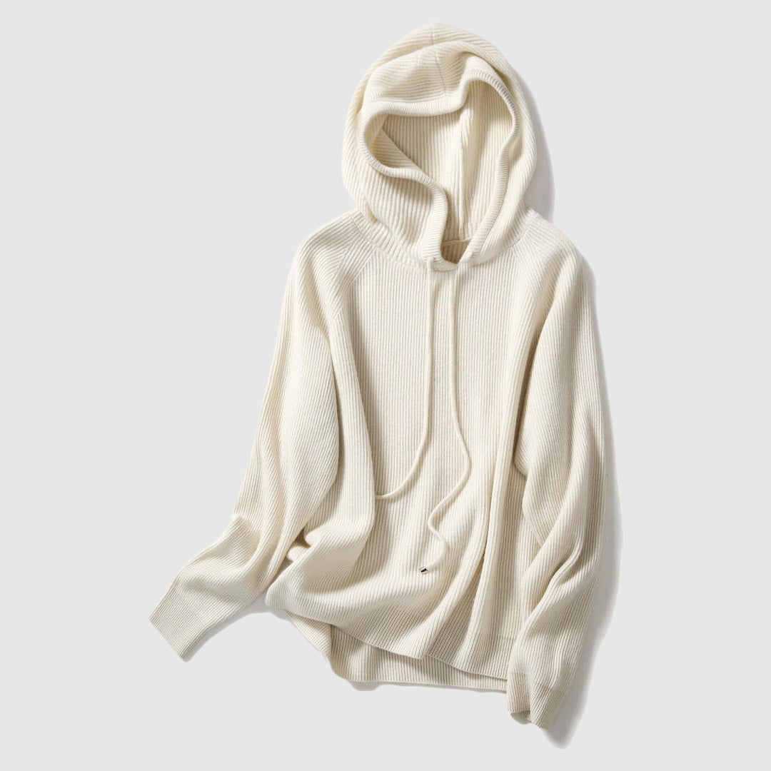 Rosa Relaxed Fit Hooded Sweater | Ribbed Hooded Sweater