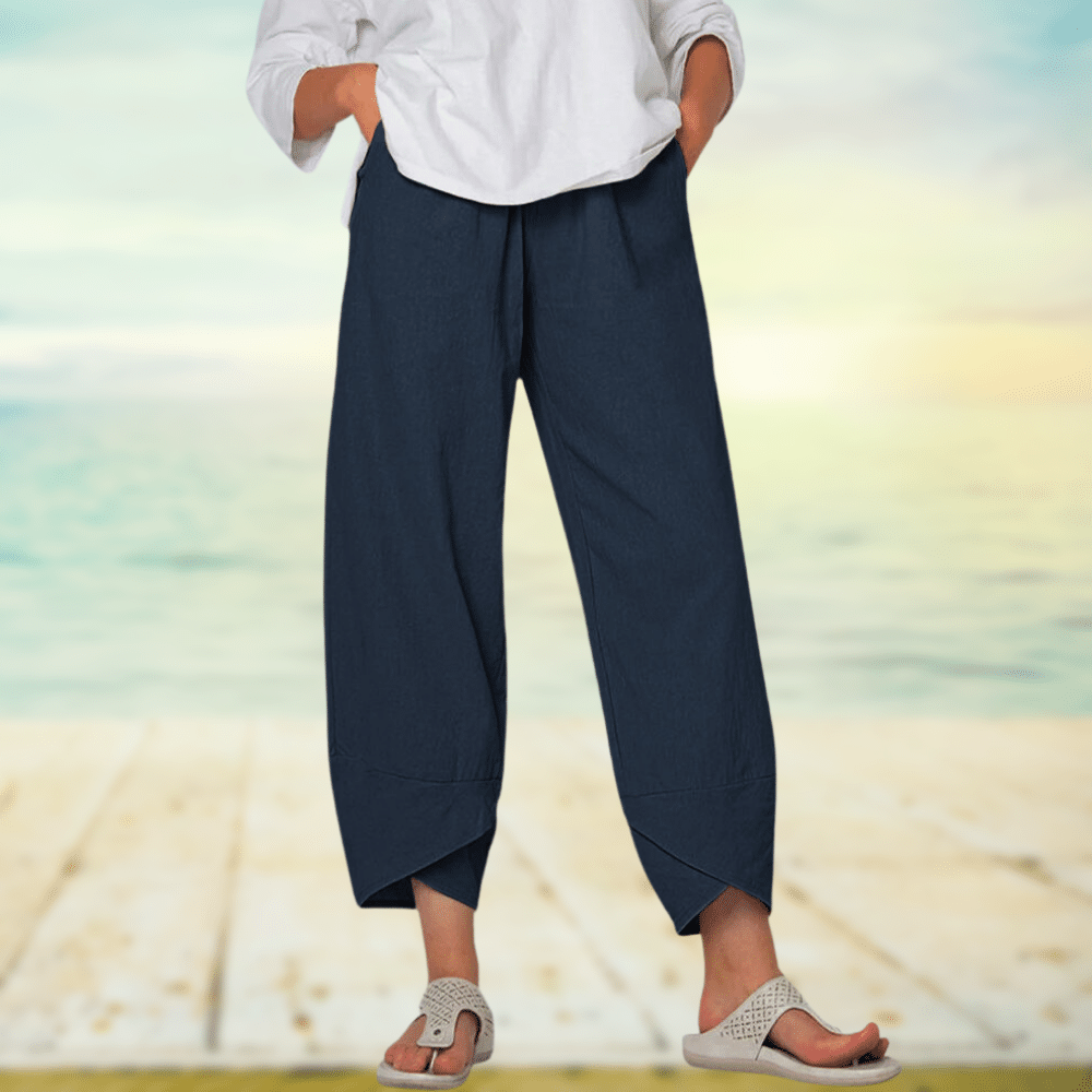 Women's Trousers with Wide Legs – Relaxed Fit – Breathable Fabric – Full Length