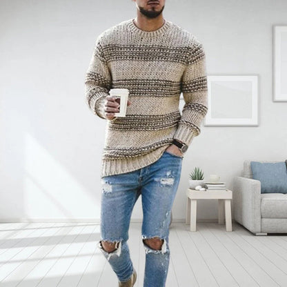 Men's Sweater – Wool Knit – Relaxed Fit – Norwegian Pattern – Round Neck