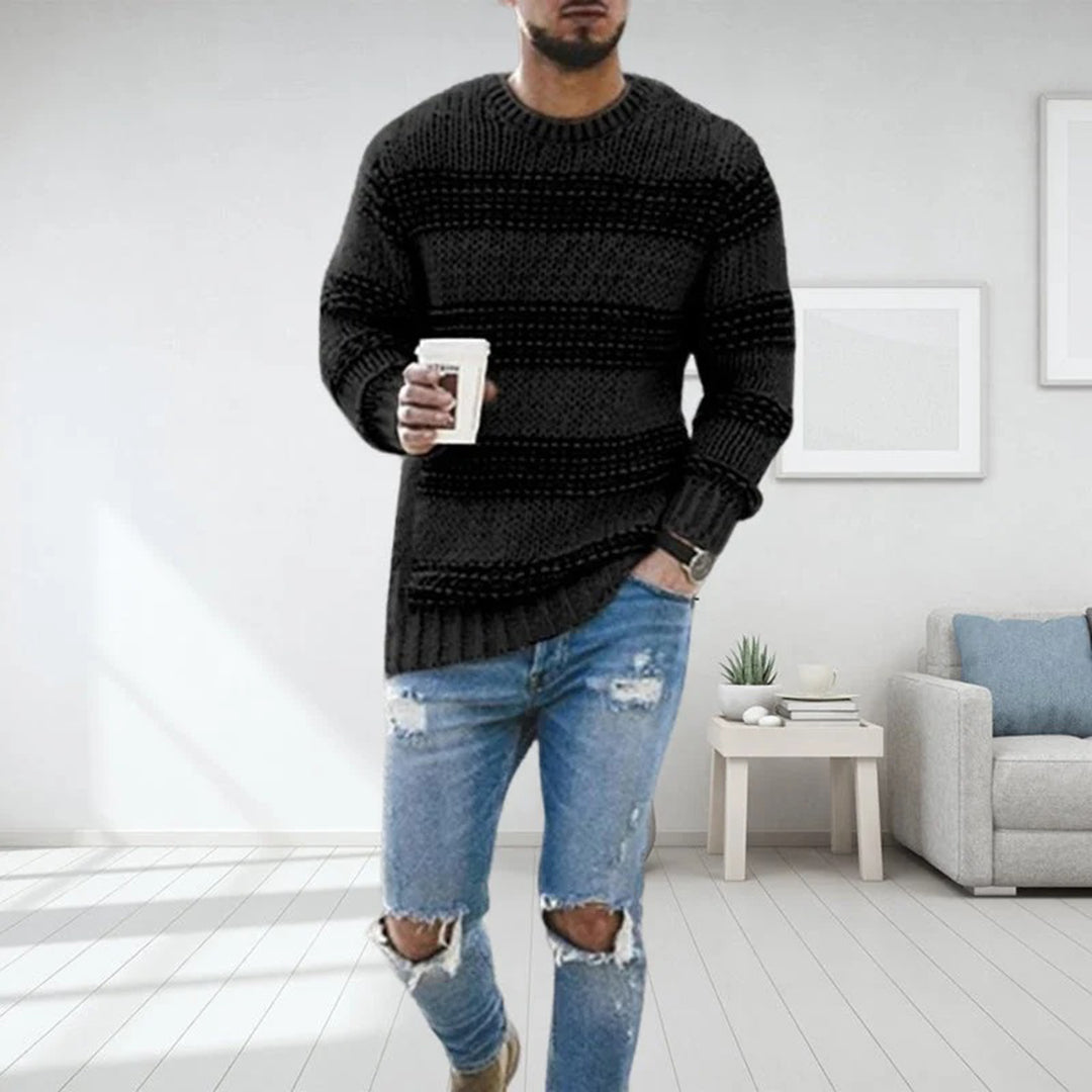 Men's Sweater – Wool Knit – Relaxed Fit – Norwegian Pattern – Round Neck