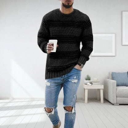 Men's Sweater – Wool Knit – Relaxed Fit – Norwegian Pattern – Round Neck