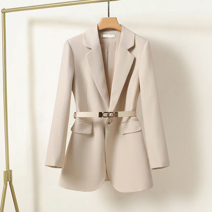 Women's Blazer – Long Fit – Tailored Cut – Belt at the Waist – Light Fabric