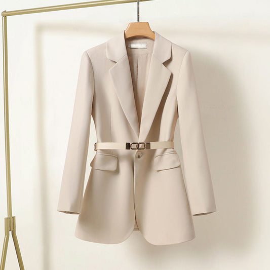 Women's Blazer – Long Fit – Tailored Cut – Belt at the Waist – Light Fabric