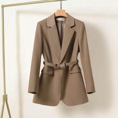 Women's Blazer – Long Fit – Tailored Cut – Belt at the Waist – Light Fabric