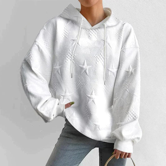 Women's Hoodie – Knitted Material – Oversized Fit – Embossed Star Details