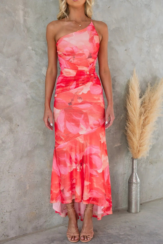 Dress for Women – One Shoulder – A-line – Pleated Waist – Elegant Fit