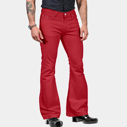 Men's Flared Trousers – High Waist – Tailored Fit – Cotton Blend – Retro Style