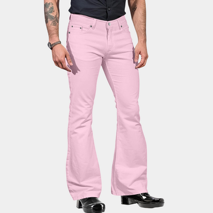 Men's Flared Trousers – High Waist – Tailored Fit – Cotton Blend – Retro Style