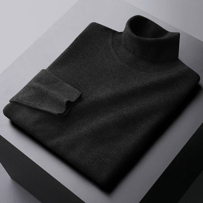 Men's Sweater with High Neck – Wool Knit – Regular Fit – Ribbed Edge and Cuffs