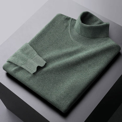 Men's Sweater with High Neck – Wool Knit – Regular Fit – Ribbed Edge and Cuffs