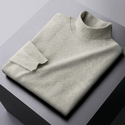Men's Sweater with High Neck – Wool Knit – Regular Fit – Ribbed Edge and Cuffs
