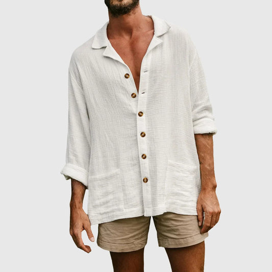 Men's Shirt – Natural Fibers – Relaxed Fit – Long-Sleeved with Chest Pockets