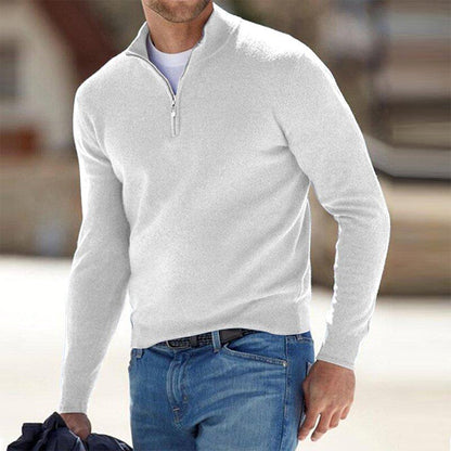 Men's Sweater – Slim Fit – Lightweight Cotton Blend – Half Zipper – Relaxed Style