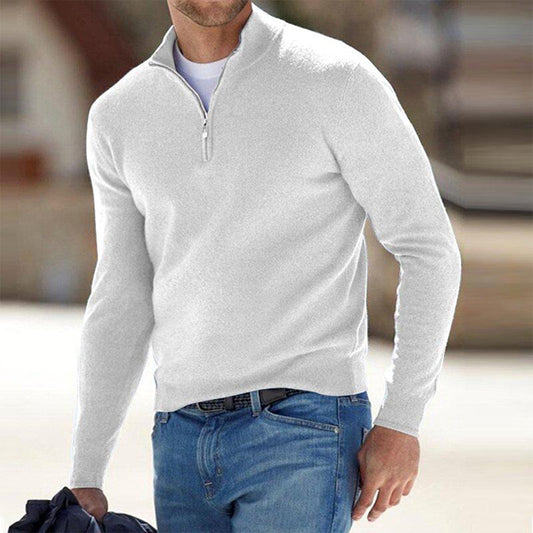 Men's Sweater – Slim Fit – Lightweight Cotton Blend – Half Zipper – Relaxed Style