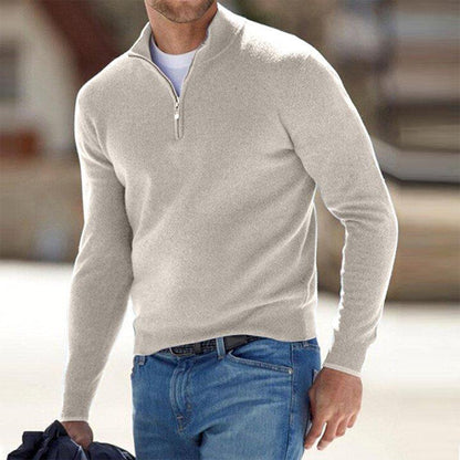 Men's Sweater – Slim Fit – Lightweight Cotton Blend – Half Zipper – Relaxed Style