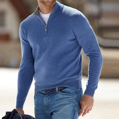 Men's Sweater – Slim Fit – Lightweight Cotton Blend – Half Zipper – Relaxed Style