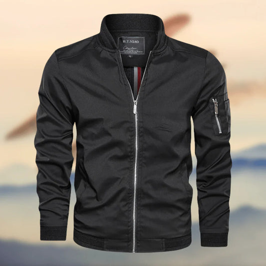 Men's Bomber Jacket – Regular Fit – Zipper Closure – Ribbed Collar and Cuffs – Sleeve Pocket