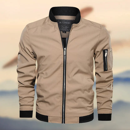 Men's Bomber Jacket – Regular Fit – Zipper Closure – Ribbed Collar and Cuffs – Sleeve Pocket