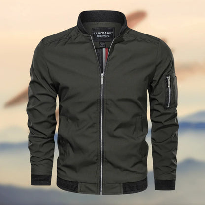 Men's Bomber Jacket – Regular Fit – Zipper Closure – Ribbed Collar and Cuffs – Sleeve Pocket