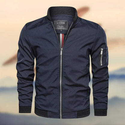 Men's Bomber Jacket – Regular Fit – Zipper Closure – Ribbed Collar and Cuffs – Sleeve Pocket