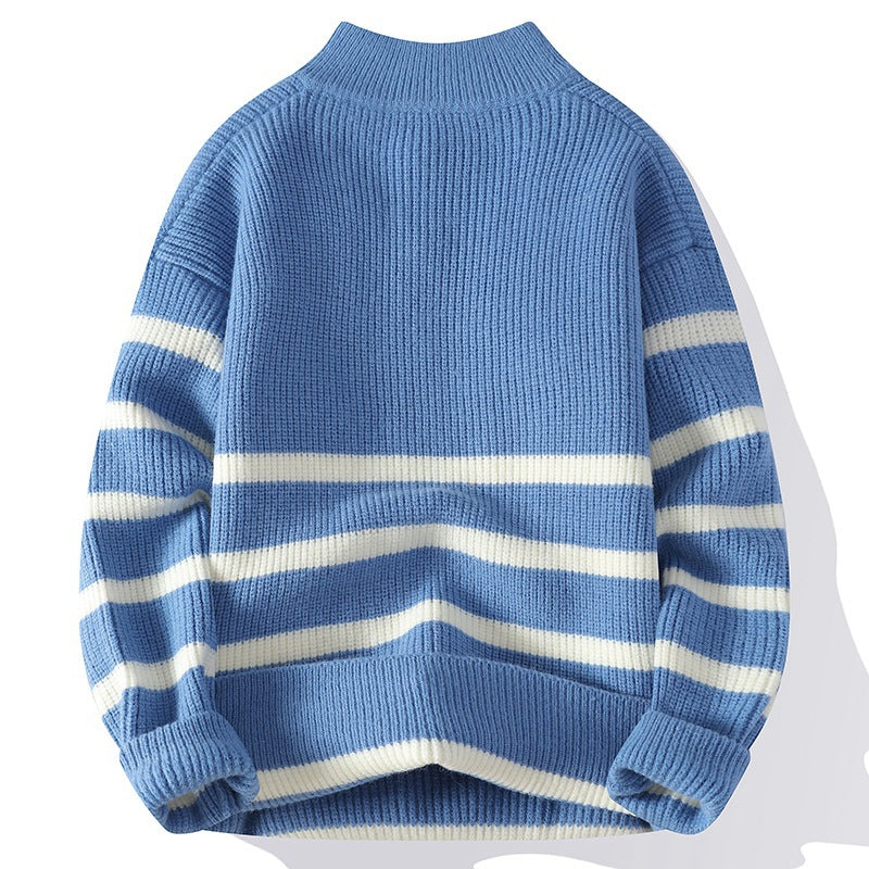 Holland Knitted Sweater | Striped Quarter-Zip Knit Sweater