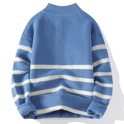 Holland Knitted Sweater | Striped Quarter-Zip Knit Sweater