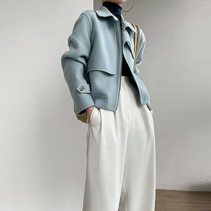 Beatrice Wool Relaxed Fit Short Coat | Collared Short Coat