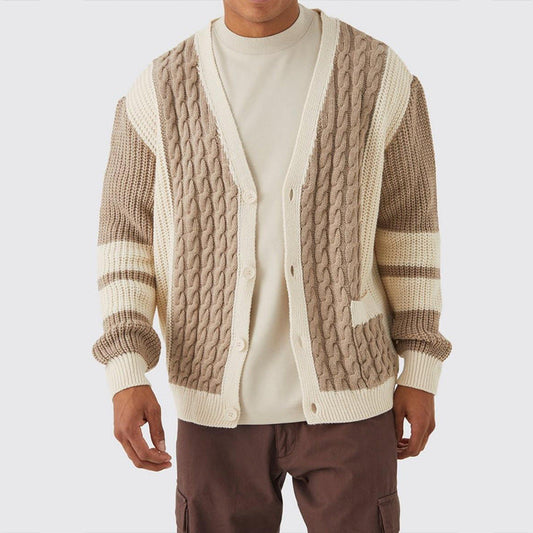 Edward Relaxed Fit Cardigan | Striped V-Neck Cardigan
