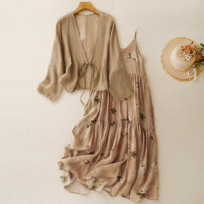 Beatrice Linen Two-Piece Set | Floral Maxi Dress Two-Piece Set