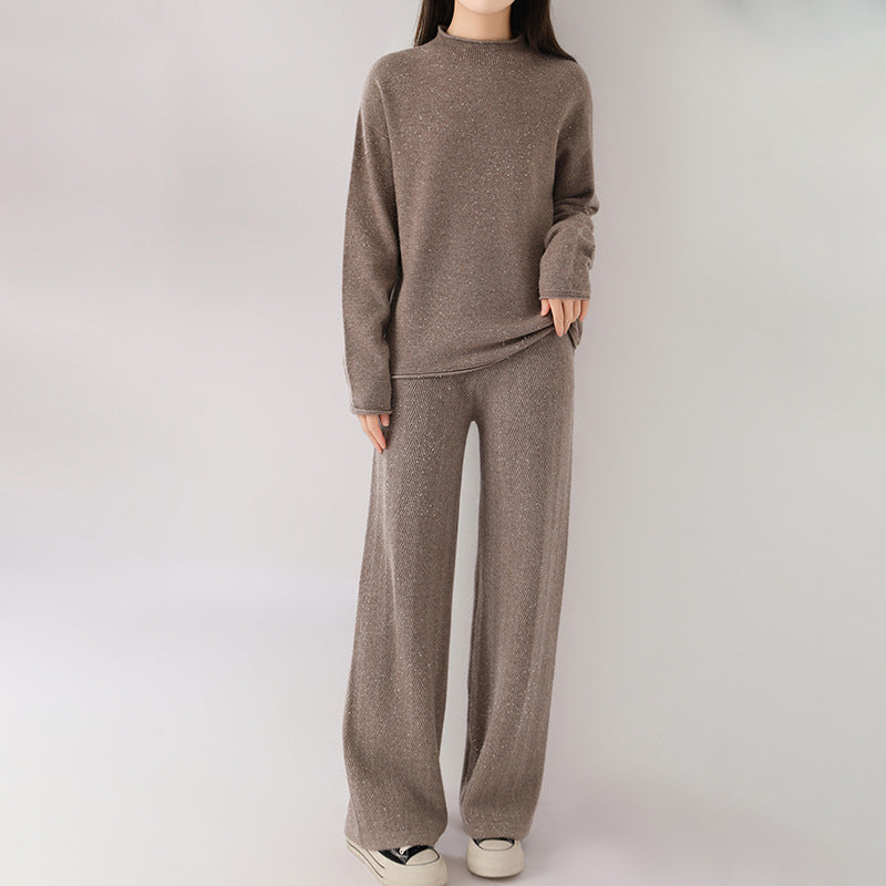 Alice Two-Piece Set | Mock Neck Sweater, Wide-Leg Trousers Set