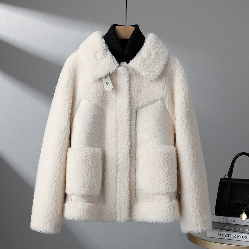 Emma Fleece Relaxed Fit Sherpa Jacket | Collared Sherpa Jacket