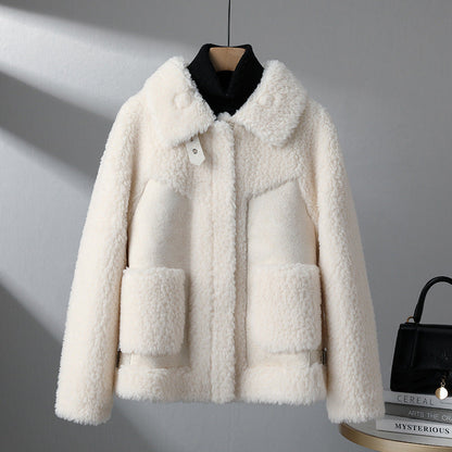 Emma Fleece Relaxed Fit Sherpa Jacket | Collared Sherpa Jacket