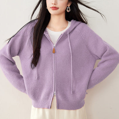 Emma Cropped Zip-Up Hoodie | Drawstring Hood Zip-Up Hoodie