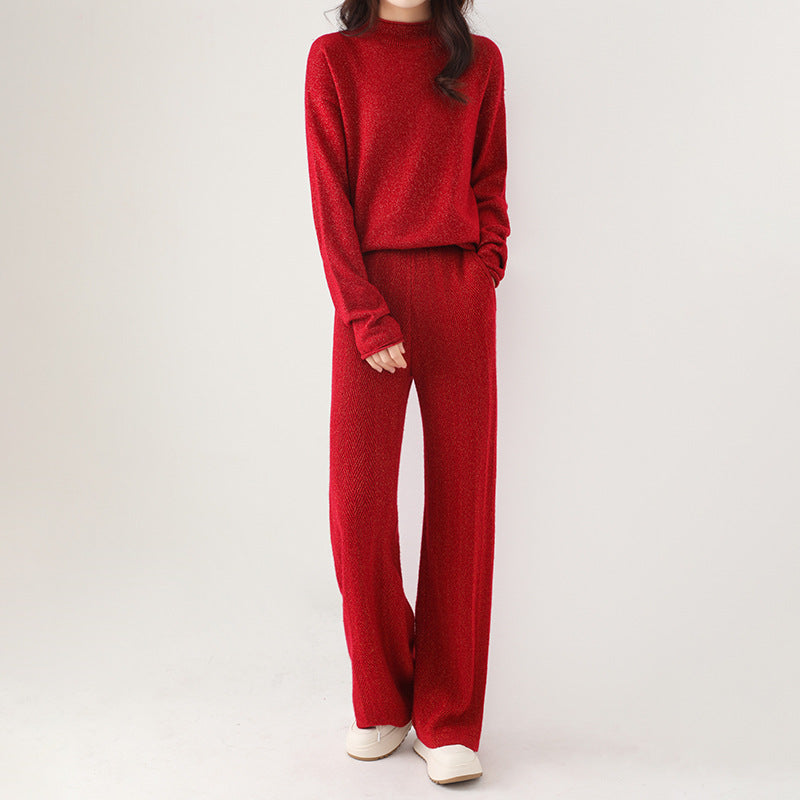 Alice Two-Piece Set | Mock Neck Sweater, Wide-Leg Trousers Set