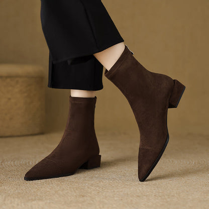 Sophie Sock Fit Ankle Boots | Pointed Toe, Block Heel Ankle Boots
