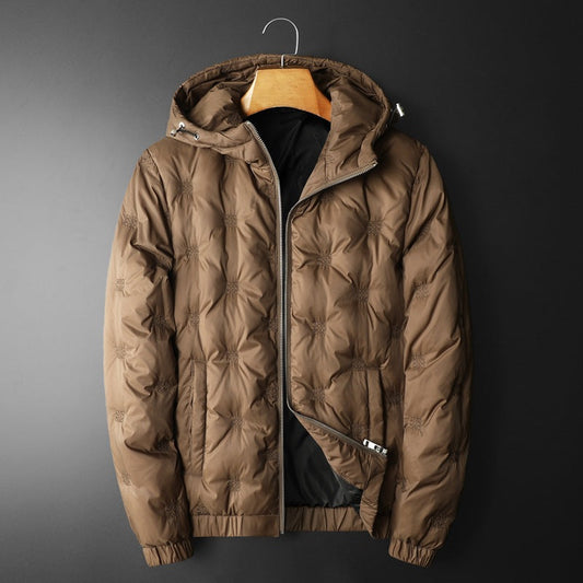 Isaac Hooded Quilted Jacket | Embossed Pattern Jacket