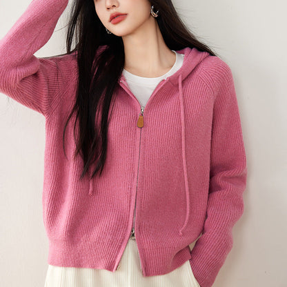 Emma Cropped Zip-Up Hoodie | Drawstring Hood Zip-Up Hoodie