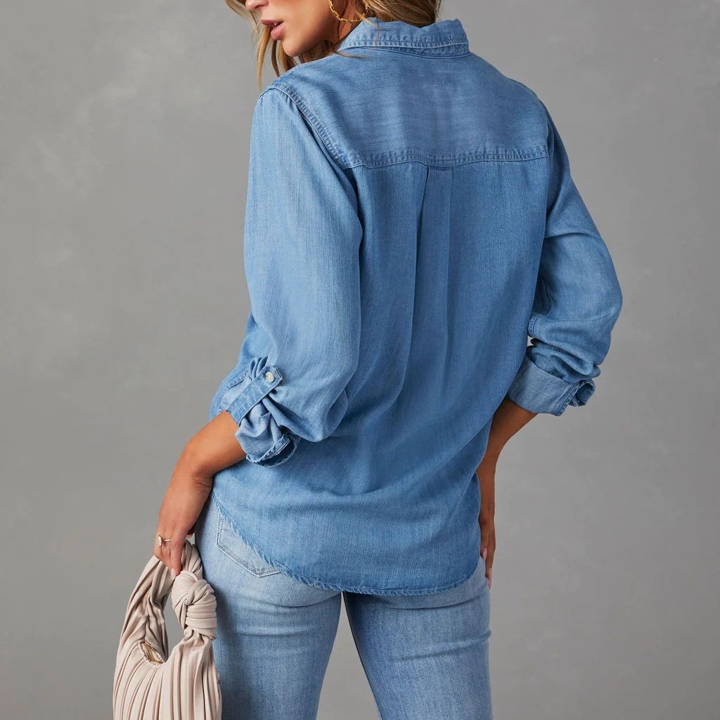Phoebe Relaxed Fit Denim Shirt | Long Sleeve Denim Shirt