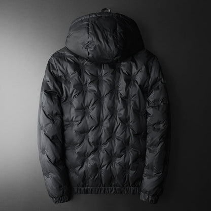 Isaac Hooded Quilted Jacket | Embossed Pattern Jacket