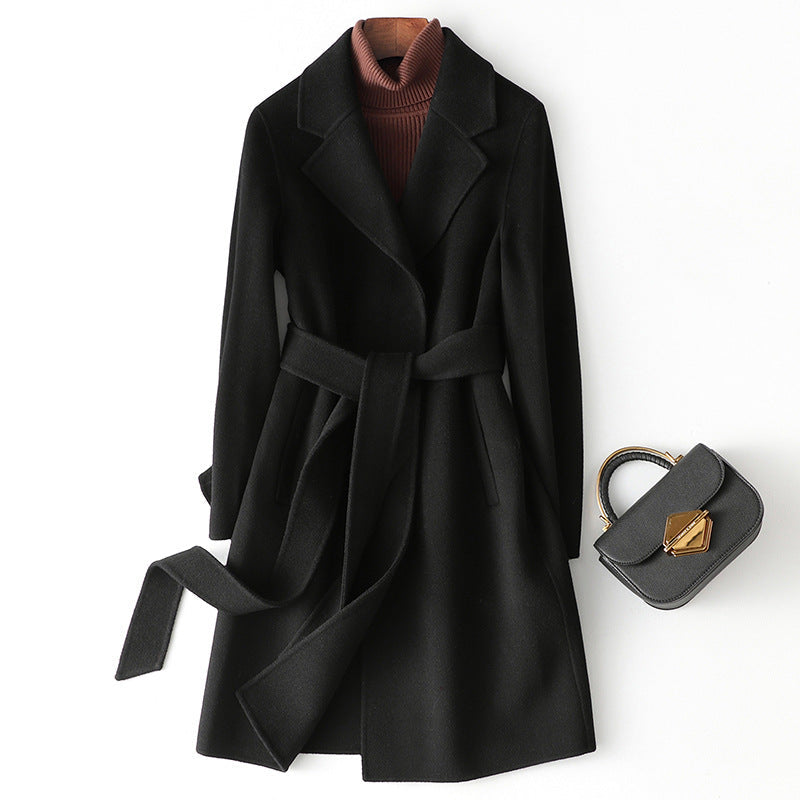Beatrice Wool Relaxed Fit Coat | Belted, Knee-Length Coat