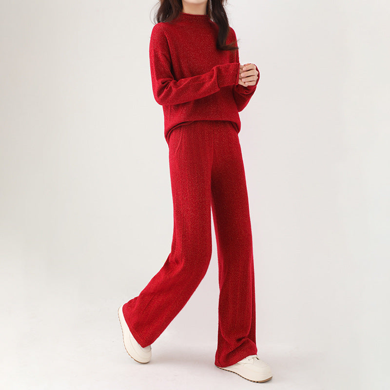 Alice Two-Piece Set | Mock Neck Sweater, Wide-Leg Trousers Set