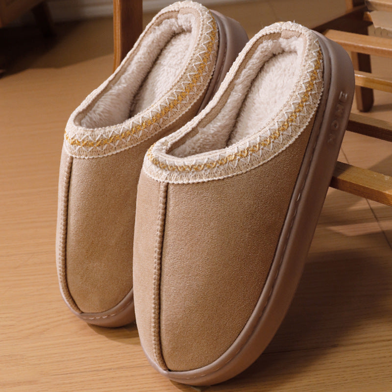 Giulia Fleece Slippers | Embroidered Trim Slippers